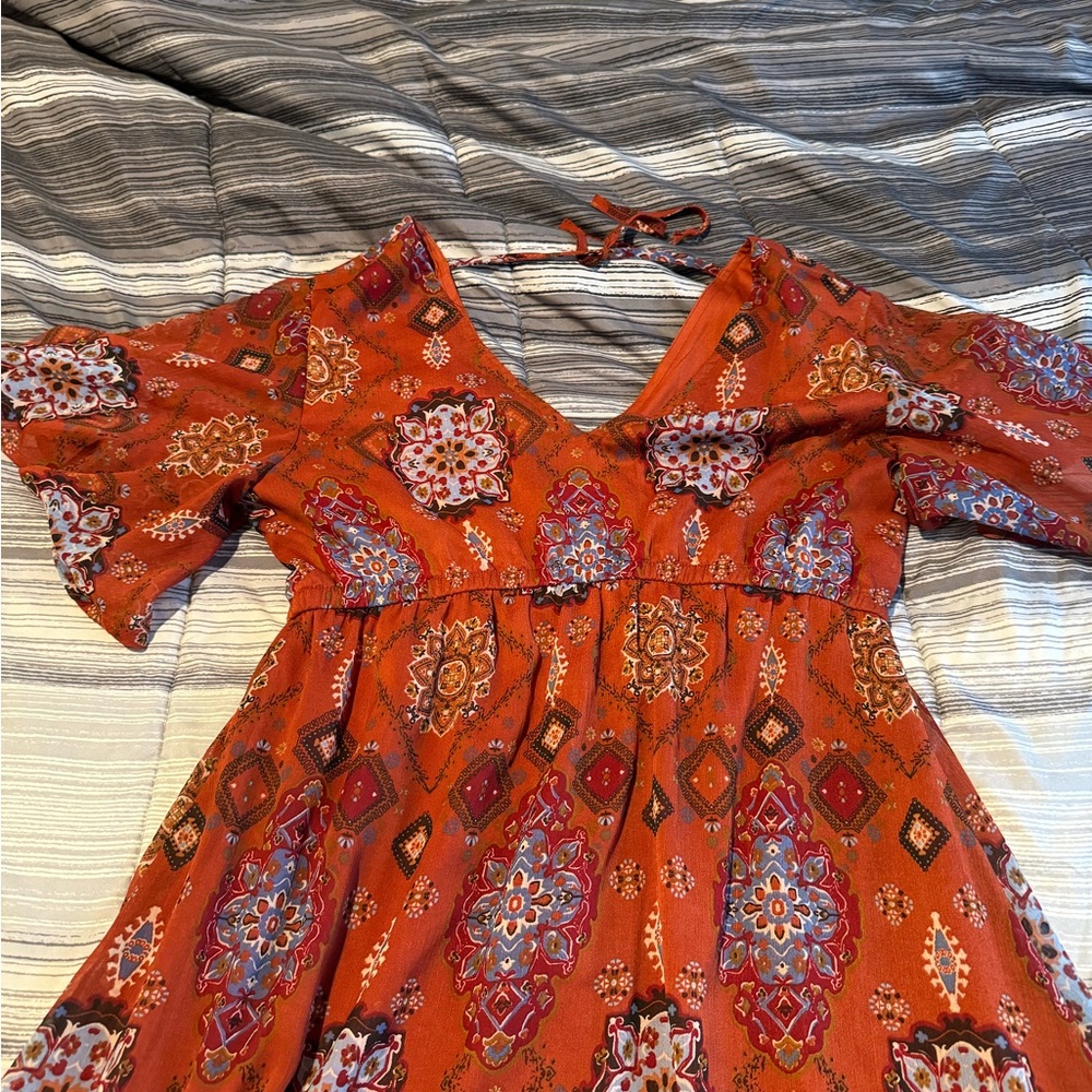 Maurices Rust and Blue Patterned Dress